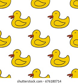 rubber duck seamless doodle pattern