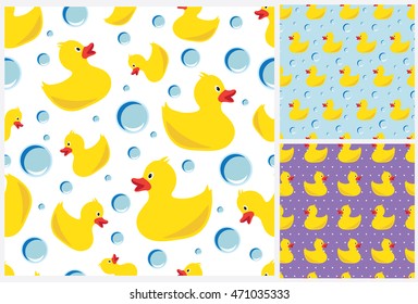 rubber duck seamless pattern, bath background for kids