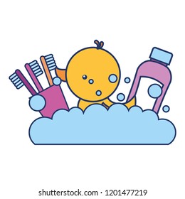 rubber duck shampoo toothbrushes bathroom