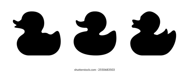 Rubber duck silhouette on white background. Duck toy silhouette icon design vector illustration