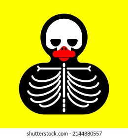 Rubber duck skeleton isolated. Bone toy Vector illustration