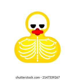 Rubber duck skeleton isolated. Bone toy Vector illustration