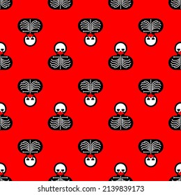 Rubber duck skeleton pattern seamless. Bone toy background. Vector texture