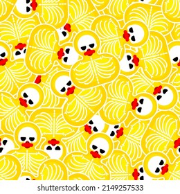 Rubber duck skeleton pattern seamless. Bone toy background. Vector texture