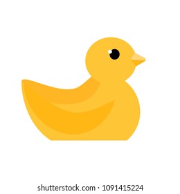 Rubber Duck toy flat icon. Cute bath baby toy silhouette. Vector illustration