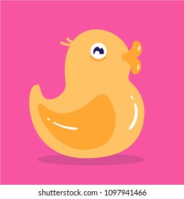 Rubber Duck toy flat icon. Cute bath baby toy silhouette. Vector illustration