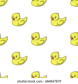 Rubber duck toy icon in cartoon style isolated on white background. Baby symbol stock vector illustration.