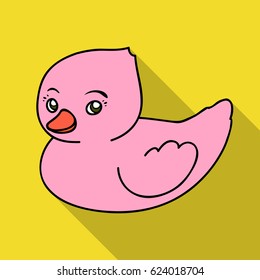 Rubber duck toy icon in flate style isolated on white background. Baby born symbol stock vector illustration.