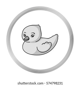 Rubber duck toy icon in monochrome style isolated on white background. Baby born symbol stock vector illustration.
