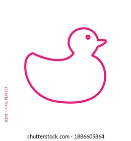 Rubber duck toy  icon vector. Line outline design. Bath Duck is kid toy.  Symbol, logo illustration.