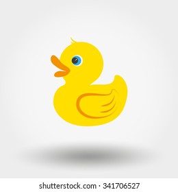 Rubber duck toy. Icon for web and mobile application. Vector illustration on a white background. Flat design style.