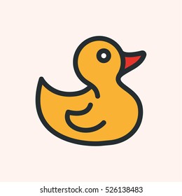 Rubber Duck Toy Minimalistic Flat Color Line Stroke Icon Pictogram Symbol