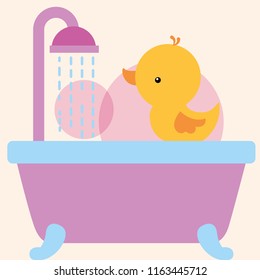 rubber duck toy on bathtub shower water bathroom