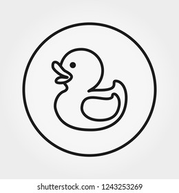 Rubber duck. Toy. Universal icon for web and mobile application. Vector illustration on a white background. Editable Thin line.