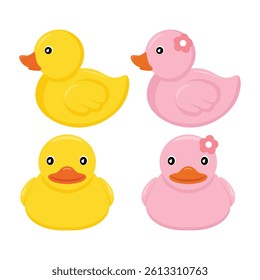 Rubber Duck Toys Vector Illustration
