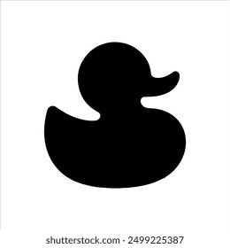 Silueta de Vector de pato de goma sobre fondo blanco. Diseño de ilustración de signo de pato de goma.