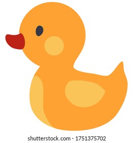 Rubber Duck In Yellow With A Red Hook, Toy, Flat, Isolated Object On A White Background, Vector Illustration,