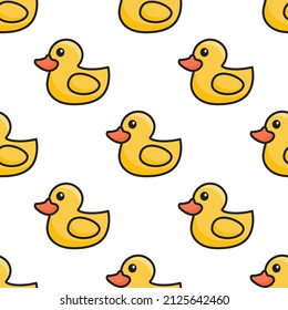 Rubber ducks. Simple design. Fabric pattern. Happy childhood concept