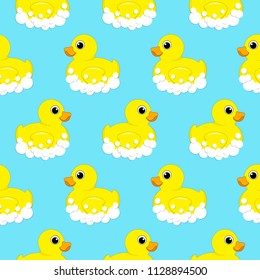 rubber ducks in soap bubbles
