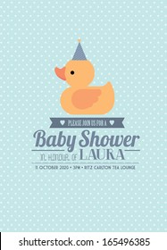 rubber ducky baby shower invitation card template boy vector/illustration