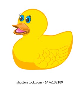 Rubber ducky for bath on white background. Design element emblem icon. Vector image. eps 10