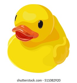 Rubber Ducky For Bath On White Background