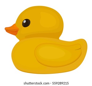 Rubber ducky for bath on white background