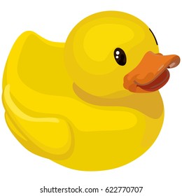 Rubber Ducky For Bath On White Background