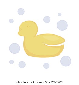 Rubber ducky with bubbles.  Transparent background in vector file.
