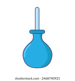 Rubber enema icon. Simple drug infusion tool, medical stroked cartoon element for modern and retro design. Simple color vector pictogram isolated on white background