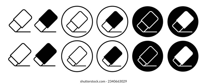 Rubber eraser icon set. erase tool vector symbol. suitable for mobile app, and website UI design.