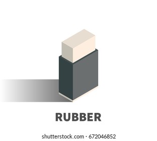 Rubber, Eraser icon, vector symbol in isometric 3D style isolated on white background.