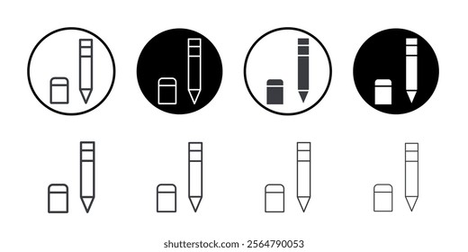 Rubber eraser and pencil icon simple vector symbol