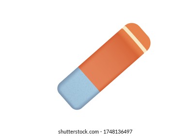 Rubber eraser vector Isolated illustration white background.