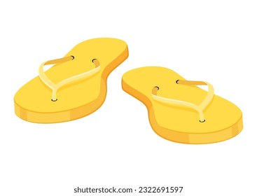Rubber flip-flops isolated on white background, pair of thongs, flat design.Slippers for infographics and design.