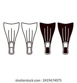  Rubber flippers for swimming icon isolated on white background. Diving equipment.