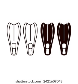  Rubber flippers for swimming icon isolated on white background. Diving equipment.