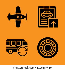 rubber, fly, engine and public icons set. Vector illustration for web and design