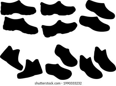 Rubber galoshes in the set. Vector image. 