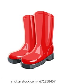 Rubber Garden boots. Protection shoes. Working uniform. Waterproof footwear. Isolated white background. Vector illustration.