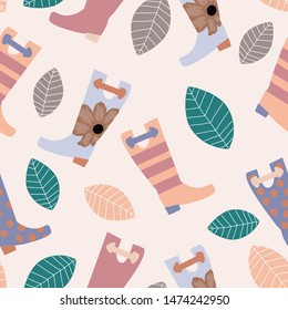 Rubber garden boots in a seamless pattern design,  that can be used on the web or in print, for surface design