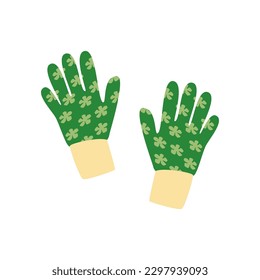 Rubber gardening gloves with pattern. Vector illustration of gloves for gardening and household work.