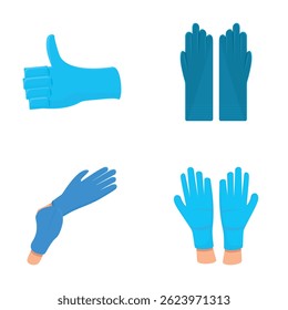 Rubber glove icons set cartoon vector. Various protective rubber glove. Element of safety wear