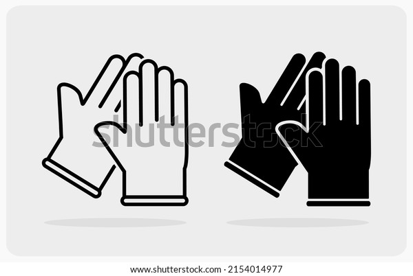 Rubber Glove\
silhouette and outline icons for web and apps in vector\
illustration. Protective glove\
icon