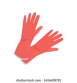 Rubber gloves for cleaning color vector icon. Flat design