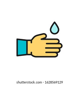 Rubber gloves, cleaning flat color line icon. Isolated on white background