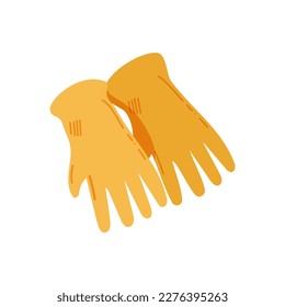 Guantes de goma para limpiar y proteger las manos de ambientes dañinos y agresivos. Ilustración de material vectorial. aislado.