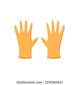 Rubber gloves for cleaning and washing surfaces, isolated cleaner equipment for working with detergents and lotions. Hygiene and care for cleanliness. Vector in flat style