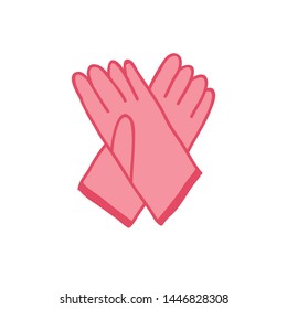 rubber gloves doodle icon, vector illustration