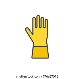 Rubber gloves flat line colored icon.